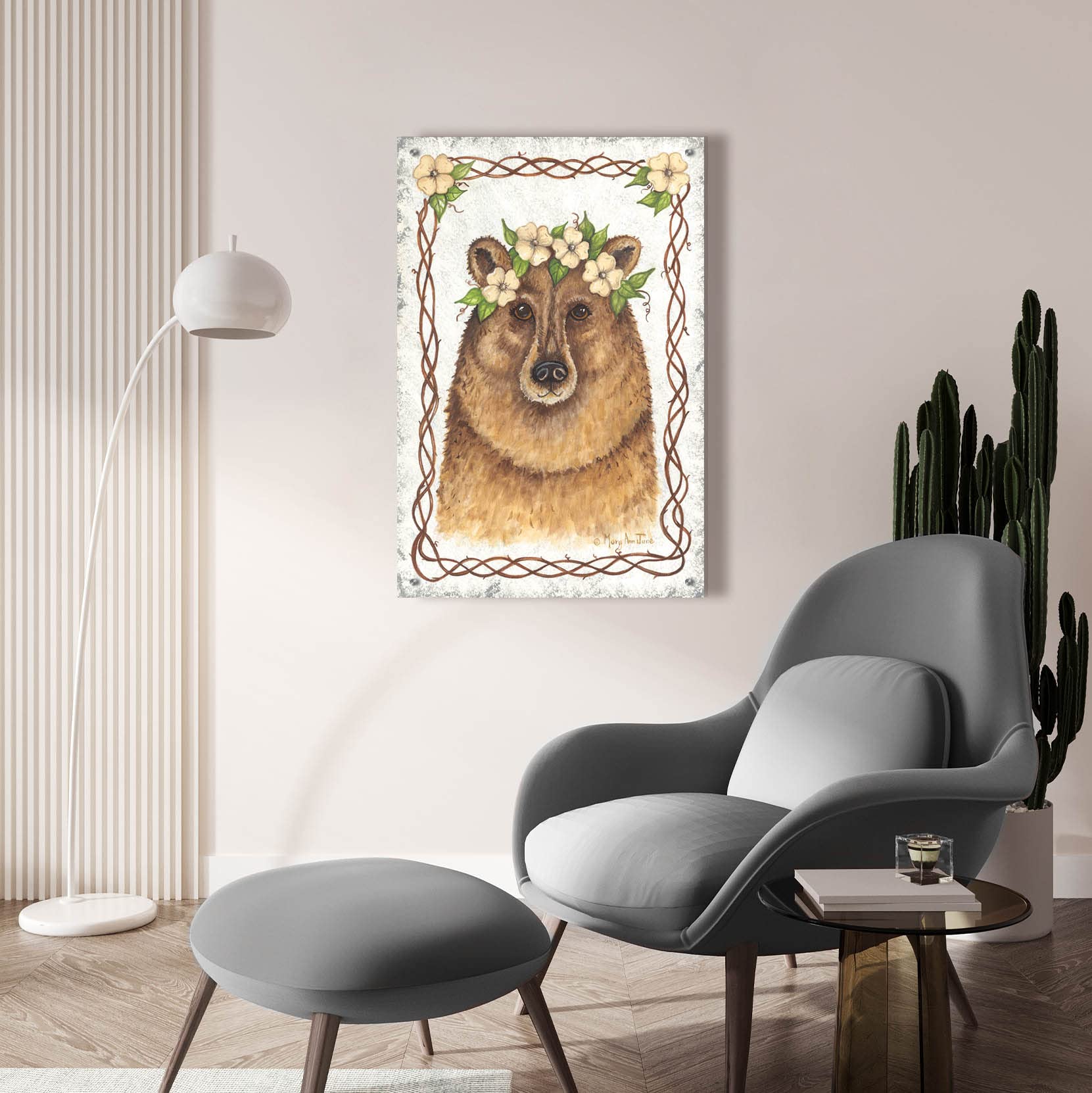 Epic Bear Acrylic Glass Wall Art by Mary Ann June - 24x36 Inches Modern Home Decor for Living Room, Bedroom & Office