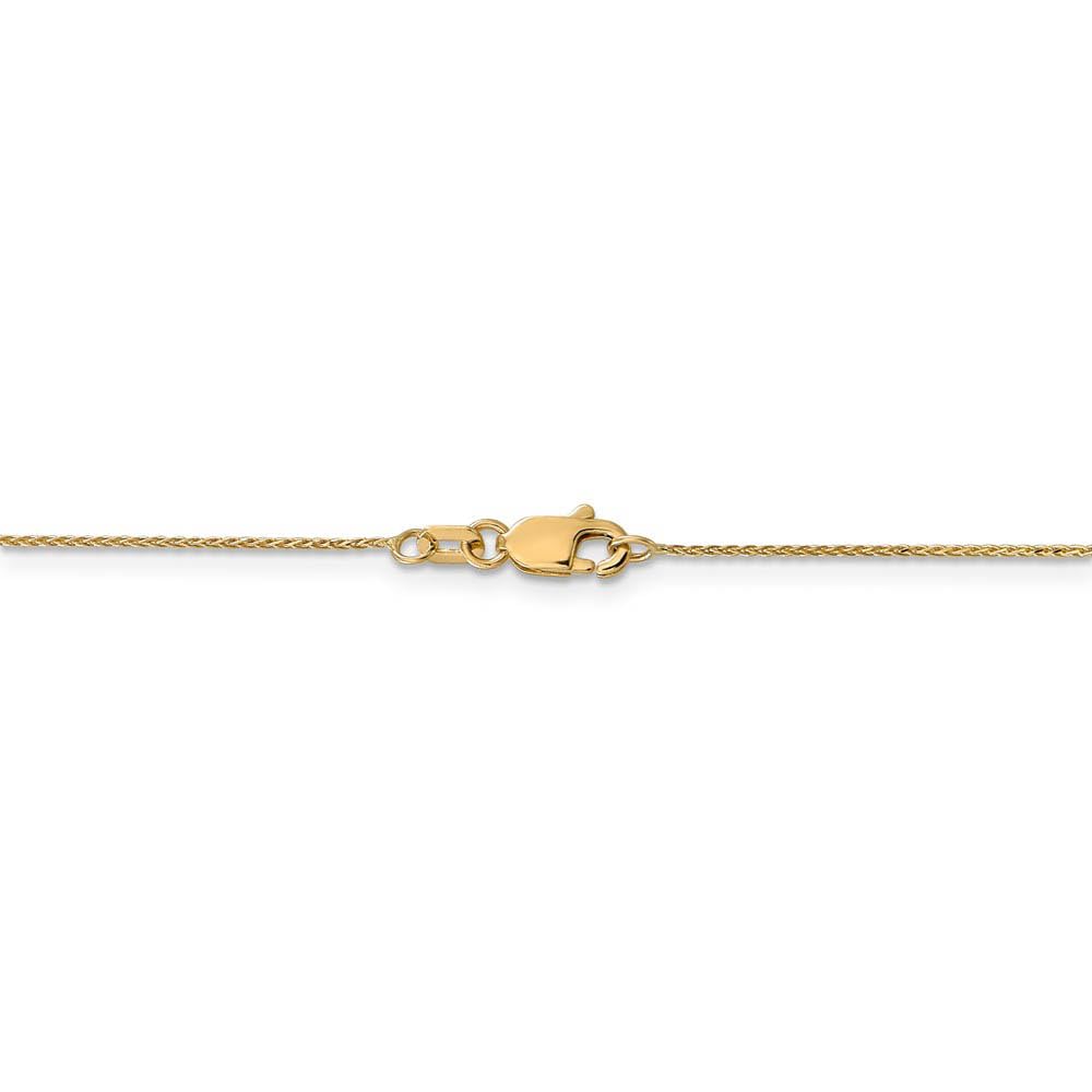 14k Yellow Gold Black Bow 0.65mm Diamond Cut Spiga Chain Necklace for Elegant Evening Wear