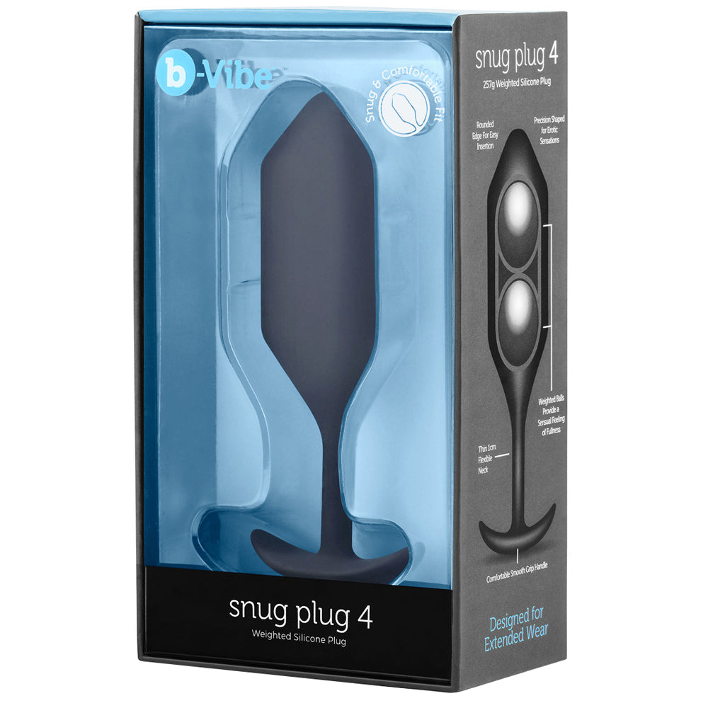 B Vibe Weighted Snug Plug 4 - Premium Silicone Butt Plug for Anal Training & Pleasure - Perfect for Couples Play & Solo Exploration