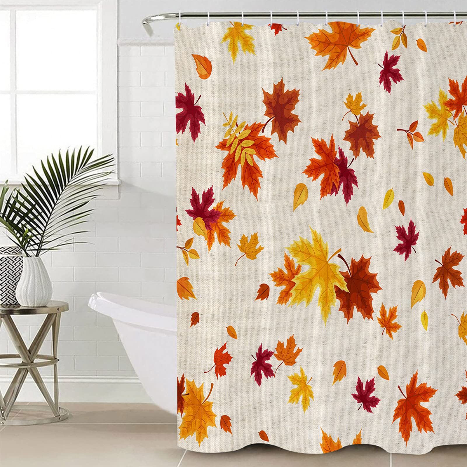 4PCS Fall Harvest Thanksgiving Shower Curtain Set - Autumn Leaf Bathroom Decor with 72x72in Curtain, Bath Mat & Toilet Cover | Seasonal Home Decor for Thanksgiving & Cozy Bathroom Makeover