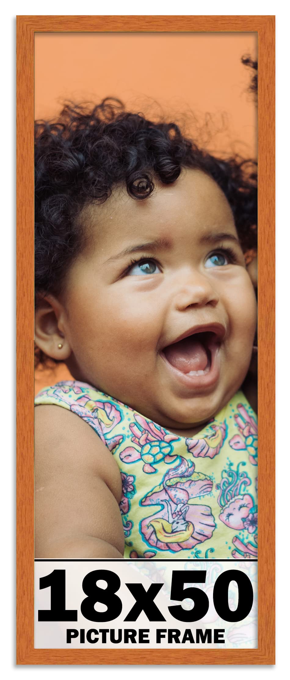 18x50 Honey Pecan Brown Wood Picture Frame - Shatterproof UV Acrylic Glass & Acid-Free Backing - Modern Wall Photo Frame for Family Portraits, Living Room Decor & Office Display (No Mat Included)