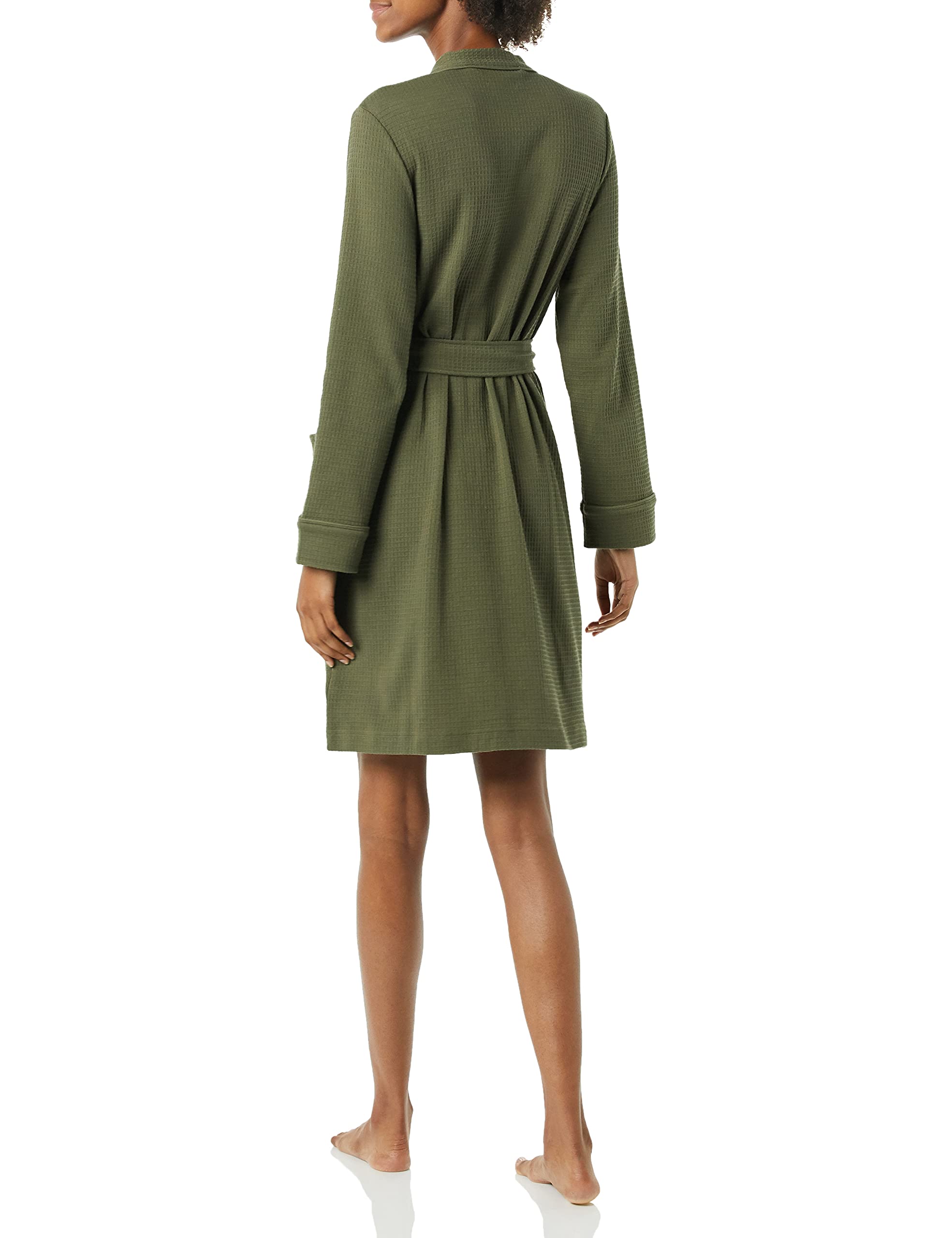 Amazon Essentials Women's Lightweight Waffle Mid-Length Robe - Soft & Comfortable Bathrobe for Lounge, Spa & Relaxation (Plus Size Options)