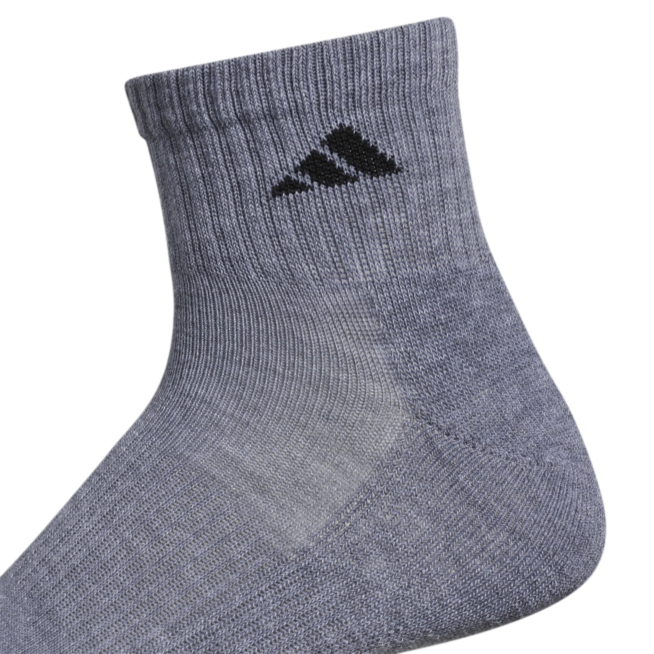 adidas Men's Athletic Cushioned Quarter Socks with Arch Compression - 6 Pairs Pack for Running, Gym & Sports - Breathable Comfort Socks for Workout & Daily Wear