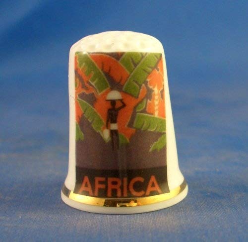 Porcelain China Collectible Thimble - Travel Poster Series Africa Box | Vintage Souvenir for Tea Lovers & Home Decor | Perfect for Collections, Gifts, and Themed Displays