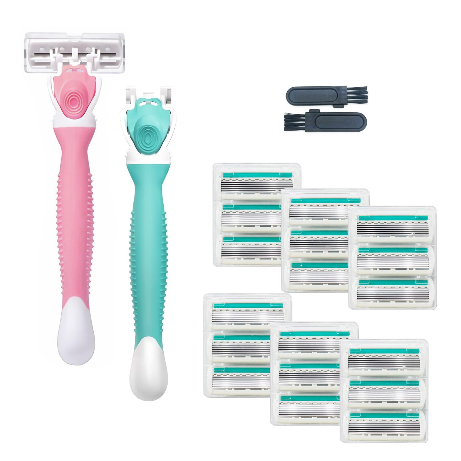 Premium 6-Blade Women's Razor for Sensitive Skin - Includes 1 Travel Razor & 19 Blade Refills - Smooth Shaving for Legs, Underarms & Bikini Area - Ideal for Home & Travel Use