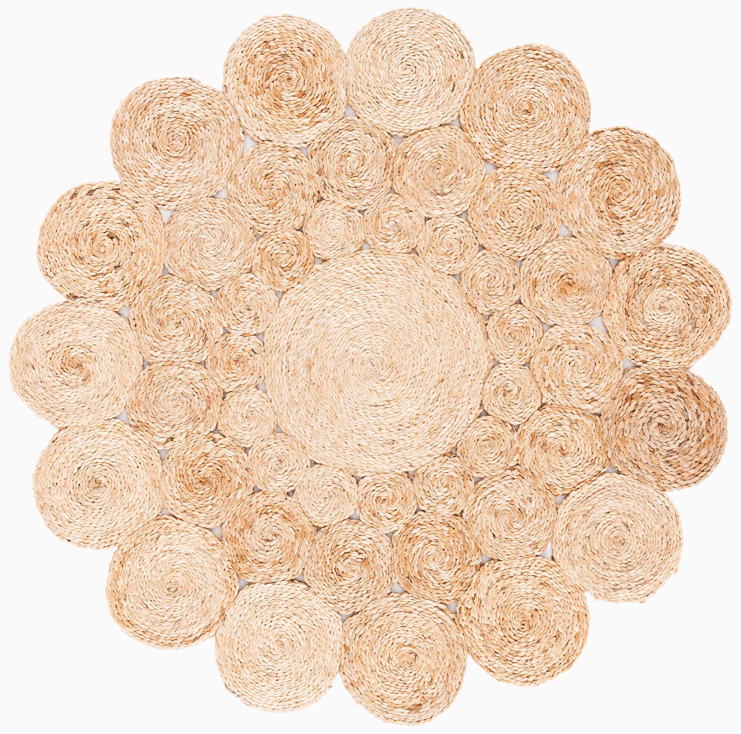 SAFAVIEH Handmade Boho Jute Area Rug 9' Round - Natural Fiber Farmhouse Rug NF166A for Living Room, Bedroom & Boho Decor