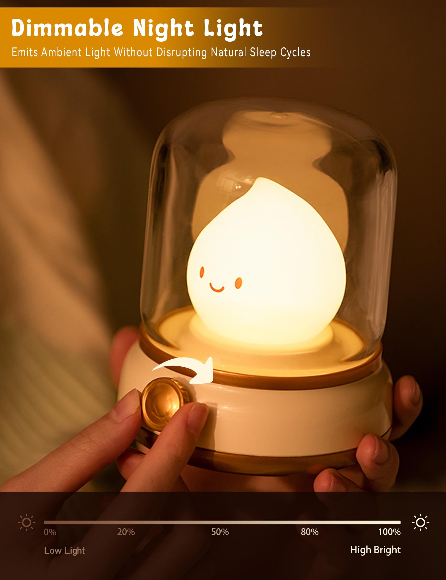 Flameless LED Candle Lamp - Adjustable Dimmable Rechargeable Night Light for Kids, Girls & Teens | Safe Bedroom Decor, Nursery Lighting, Birthday Gift | Perfect for Bedtime, Relaxation & Room Ambiance
