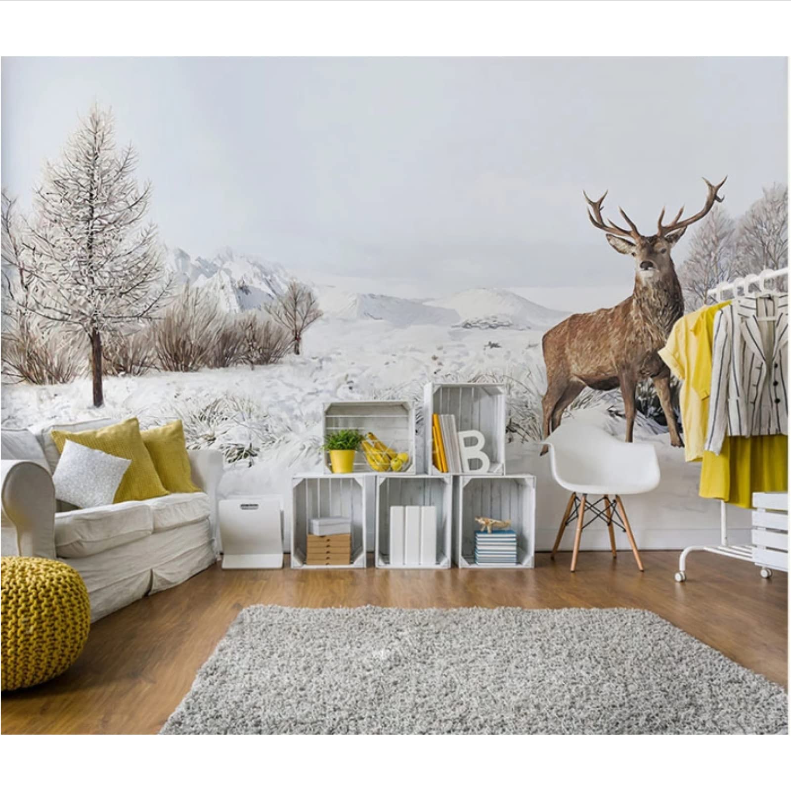 3D Winter Snow Sika Deer Wall Mural - 157