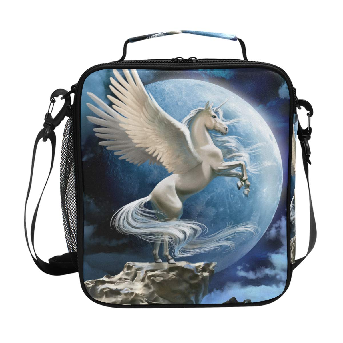 Blueangle Pegasus Print Insulated Lunch Bag - Reusable Lunch Box for Kids & Adults, Spacious Thermal Cooler Bag for School, Work, Picnics & Outdoor Activities