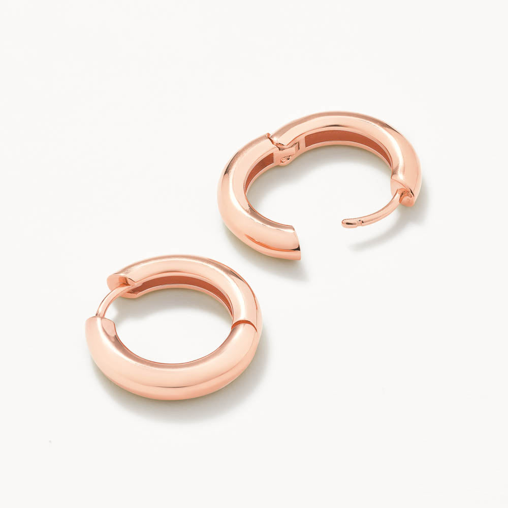 Rose Gold Midi Curve Hoop Earrings for Women - Trendy Dainty Everyday Jewelry - Perfect for Office, Date Night & Special Occasions