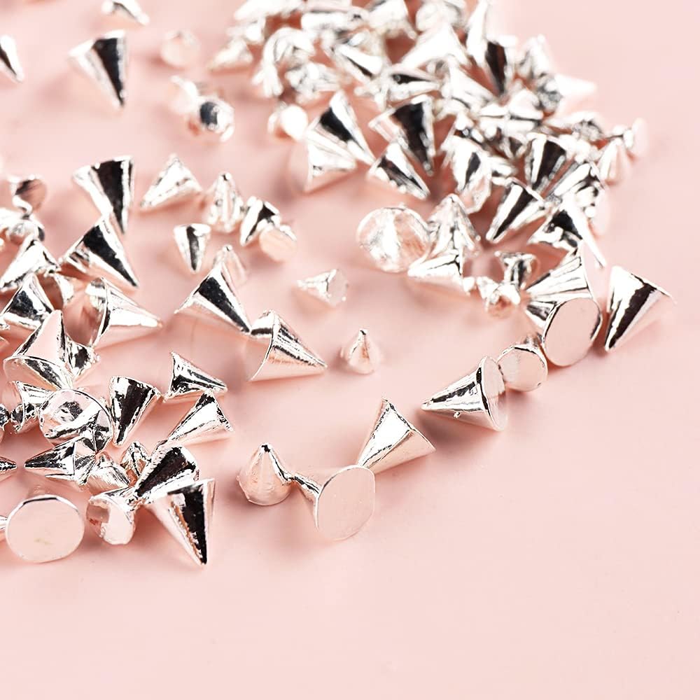 Mini Metal Rivet Punk Nail Charms - Gold & Silver Cone Nail Art Studs, Alloy Spike Studs for Acrylic Nails - DIY Nail Jewelry Decorations | Perfect for Gothic, Punk & Edgy Nail Art Designs