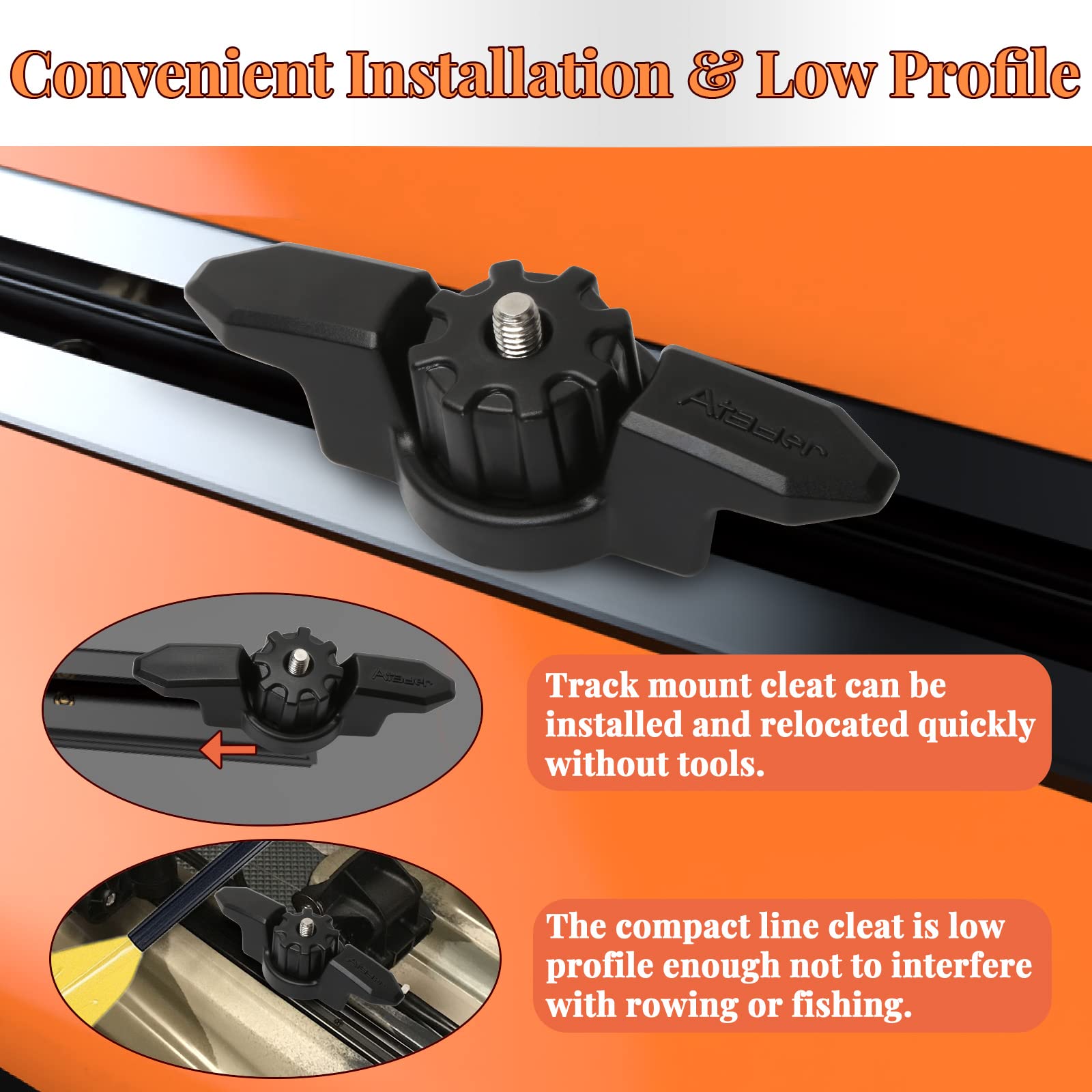 Heavy Duty Kayak Anchor Cleat - Universal Track Mount for Kayaks, Secure Rope Cleat for Kayak Rail Accessories - Perfect for Fishing, Camping & Water Sports