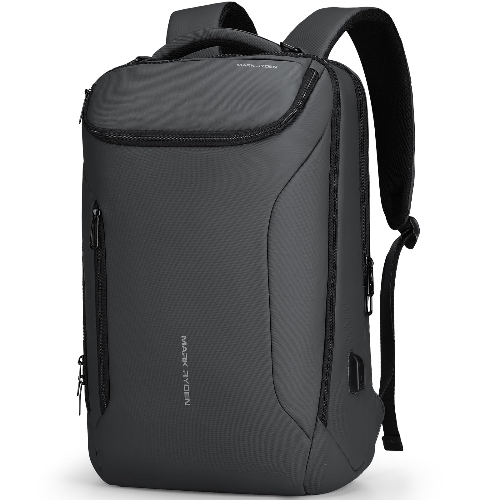 MARK RYDEN Men's Waterproof Business Backpack with USB Charging Port - Stylish Sport Car Design Laptop Backpack for Work & Travel - Fits 17.3 Inch Notebook - Perfect for Office, Commuting & Business Trips