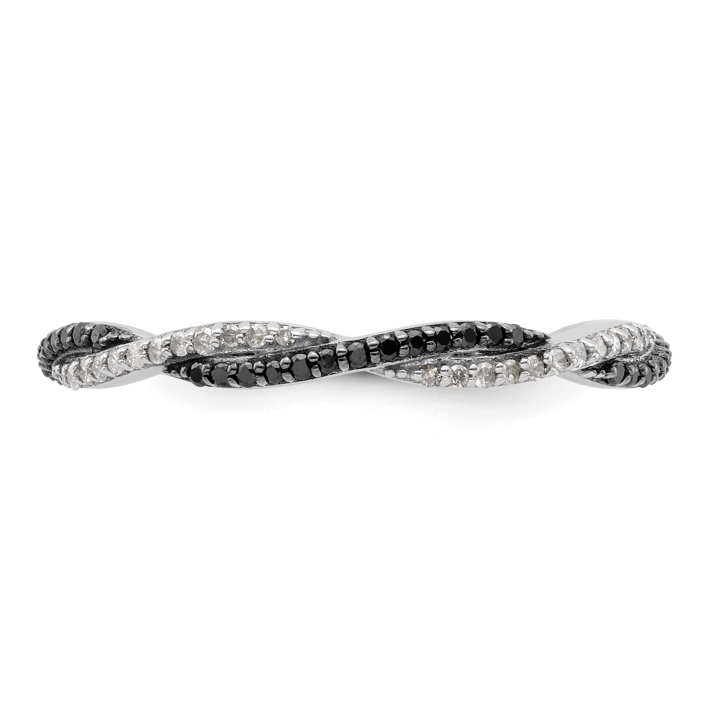 IceCarats 925 Sterling Silver Black & White Diamond Stackable Wedding Band Ring for Women - Elegant Promise, Engagement & Anniversary Jewelry Gift