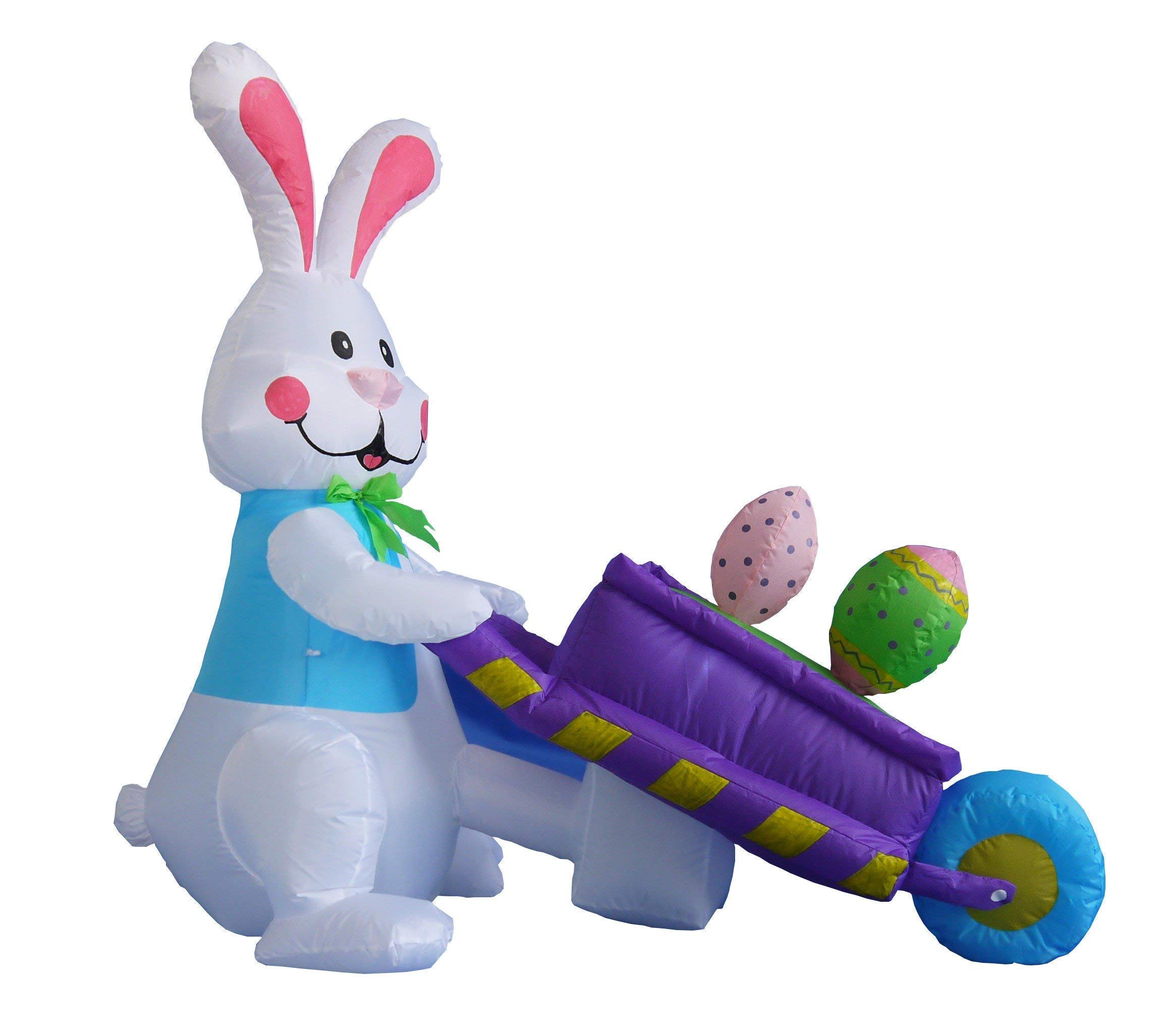 St. Patrick's Day & Easter Party Decorations Bundle - 6ft Inflatable Leprechaun with Shamrock & Beer + 4ft Inflatable Easter Bunny with Wheelbarrow & Eggs - Perfect for Holiday Yard Decorations, Themed Parties & Spring Celebrations