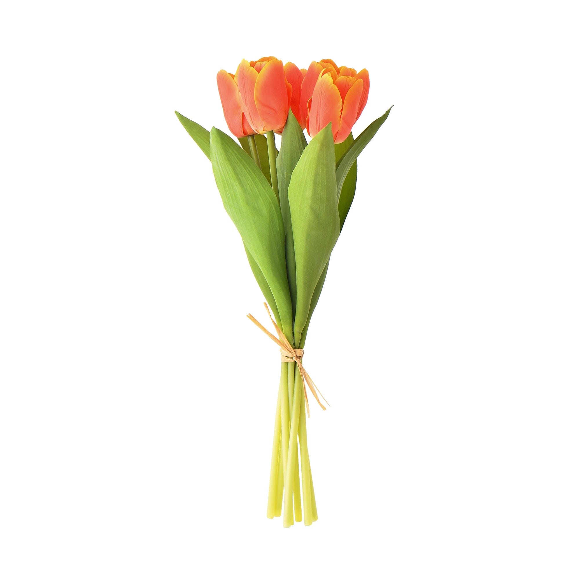 Real Touch Artificial Tulip Bouquet - Orange Silk Flowers for Home Decor, Wedding Centerpieces & Office Arrangements