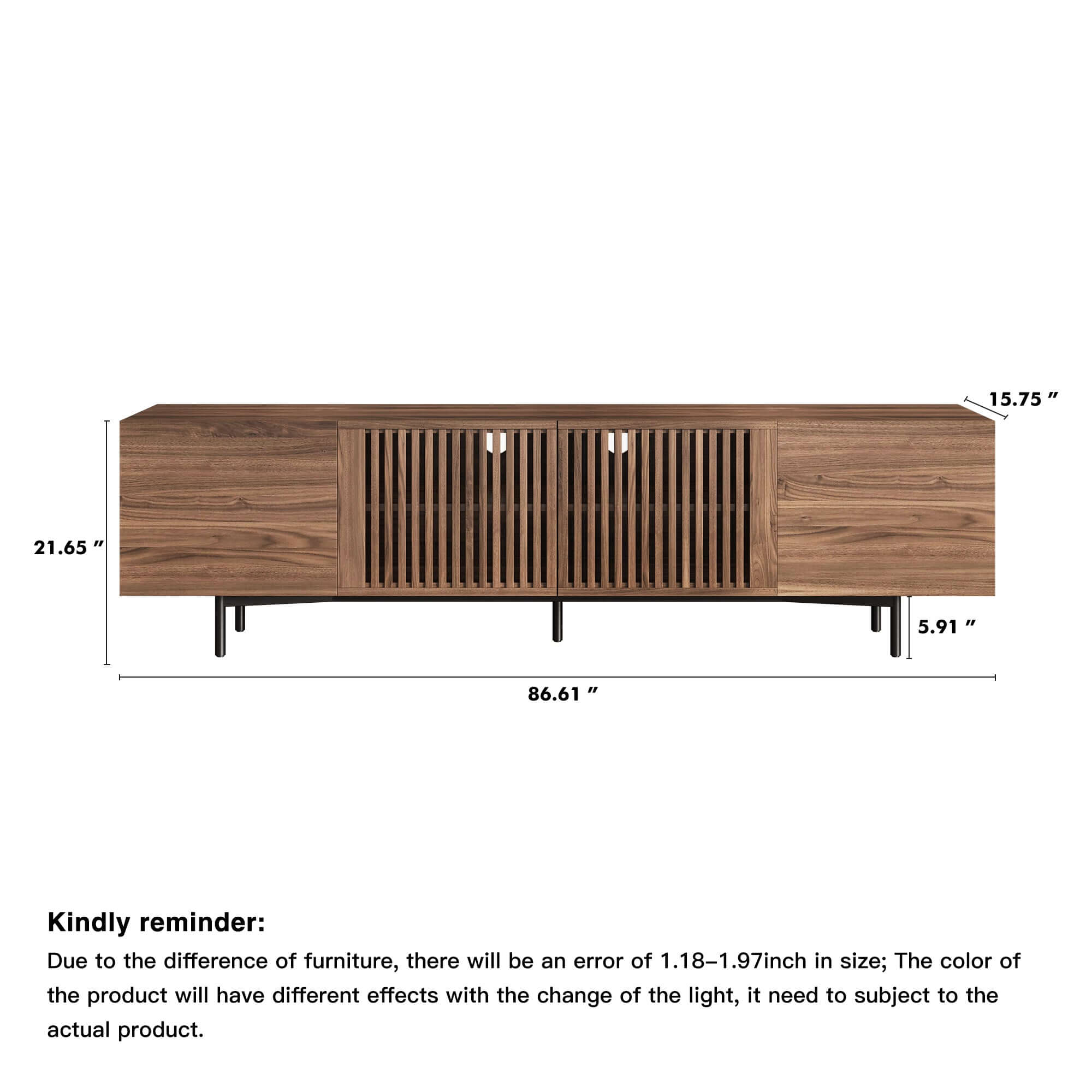 Minimalist TV Stand with Slatted Design - 4 Door Storage Media Console for Living Room, Bedroom & Home Theater