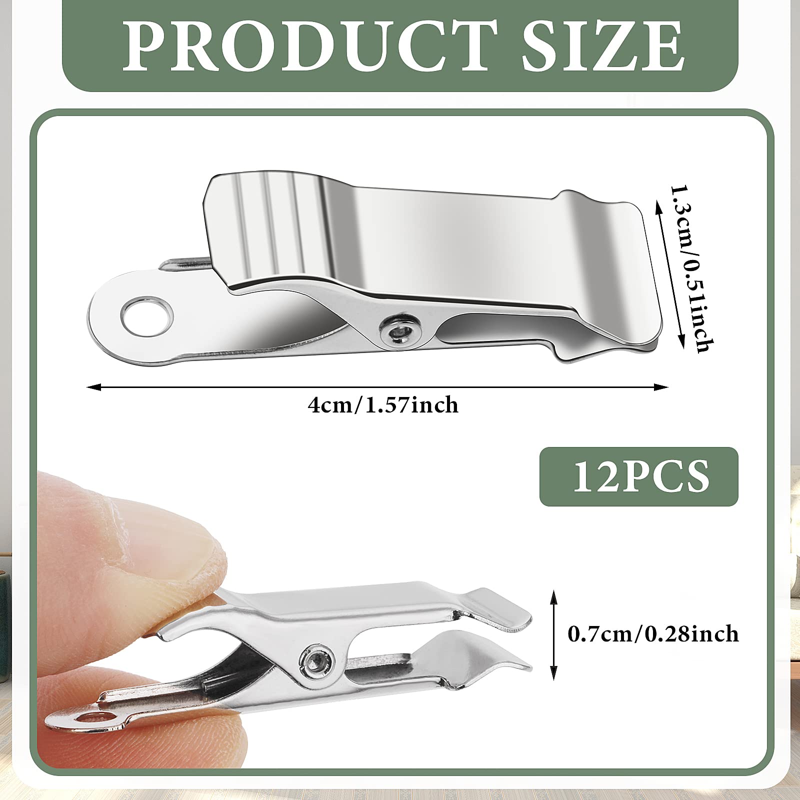 Grevosea 12 Pack Metal Mini Clips - Small Sturdy Spring Clips for Row Cover, Alligator Clips - Perfect for Home, Office, School & DIY Projects | Organize Wires, Clothes, Socks, Towels, Papers | Great for Crafting, Photo Display & Snack Bag Sealing