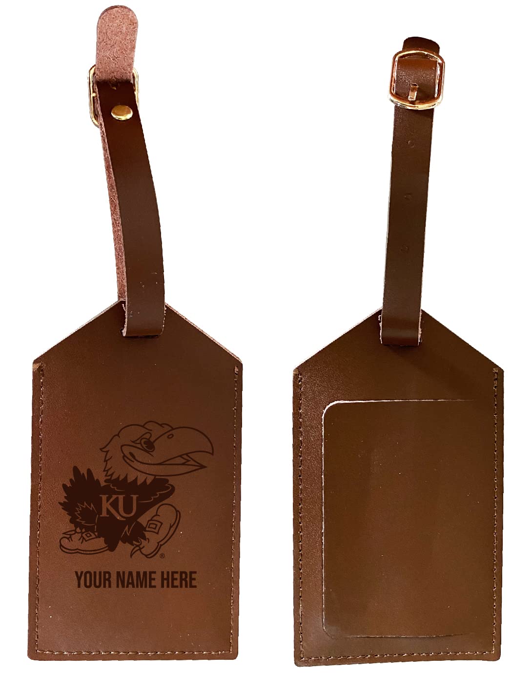 Personalized Custom Leather Luggage Tag with Engraved Name - Officially Licensed College & University Design - Perfect for Travel, Gifts & School Spirit Accessories