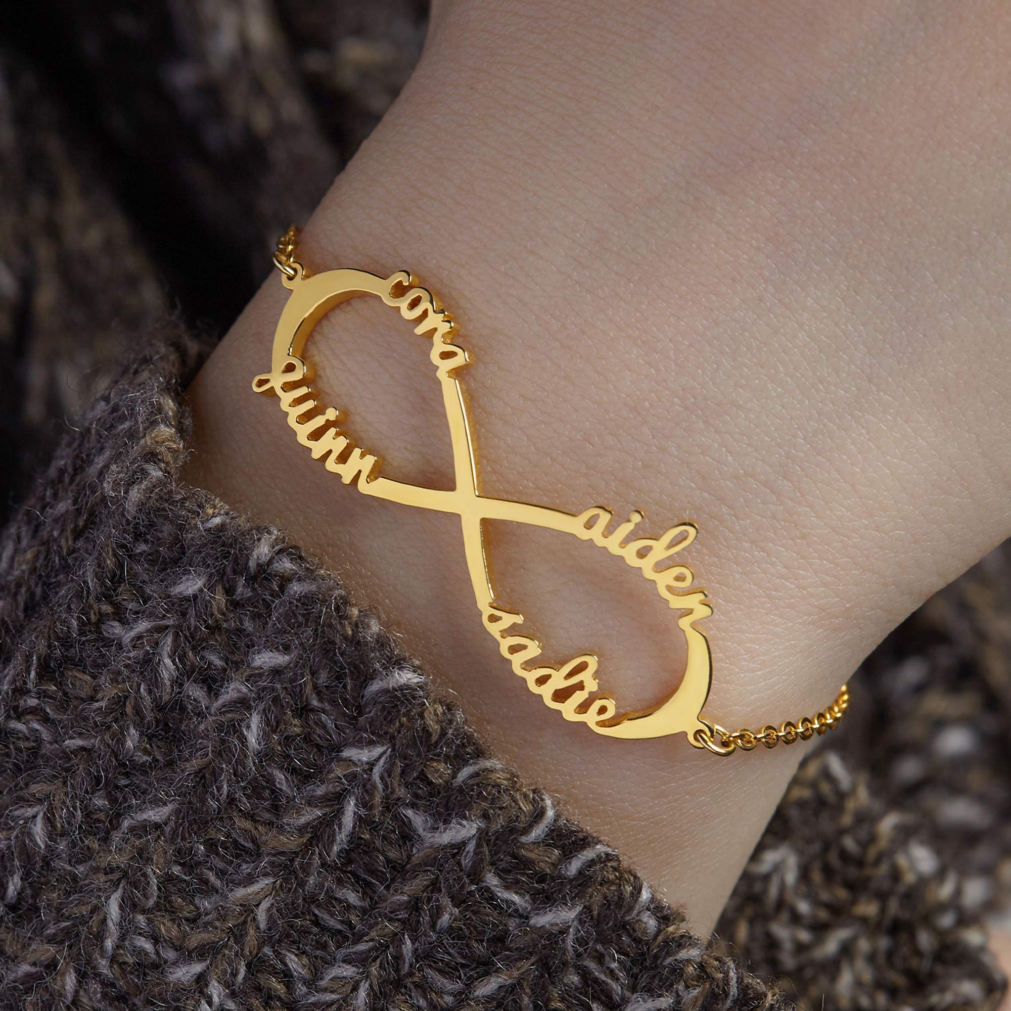 New Mom Bracelet - Personalized Sterling Silver & 18K Gold Plated Mother's Jewelry with Kids Name - First Baby Gift for Mother, Mother Daughter Bracelet, Birthday Gift for Mom - Perfect for Mother's Day, Baby Shower & Special Occasions