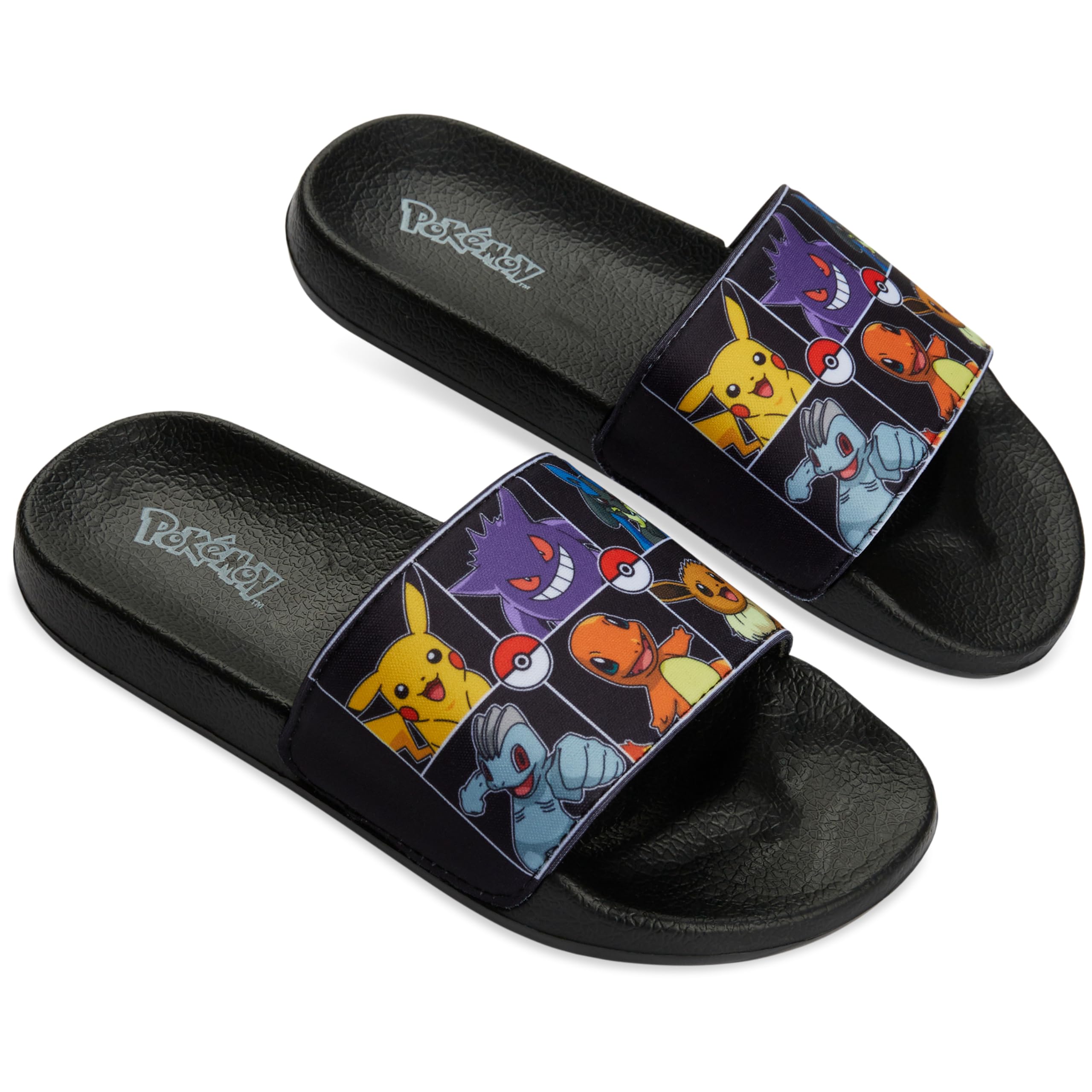 Pokemon Boys Slides - Kids Beach & Pool Shoes with Non-Slip Soles | Comfortable Water Sandals for Summer, Swimming, Vacation & Outdoor Play | Perfect Gamer Gift for Boys & Girls