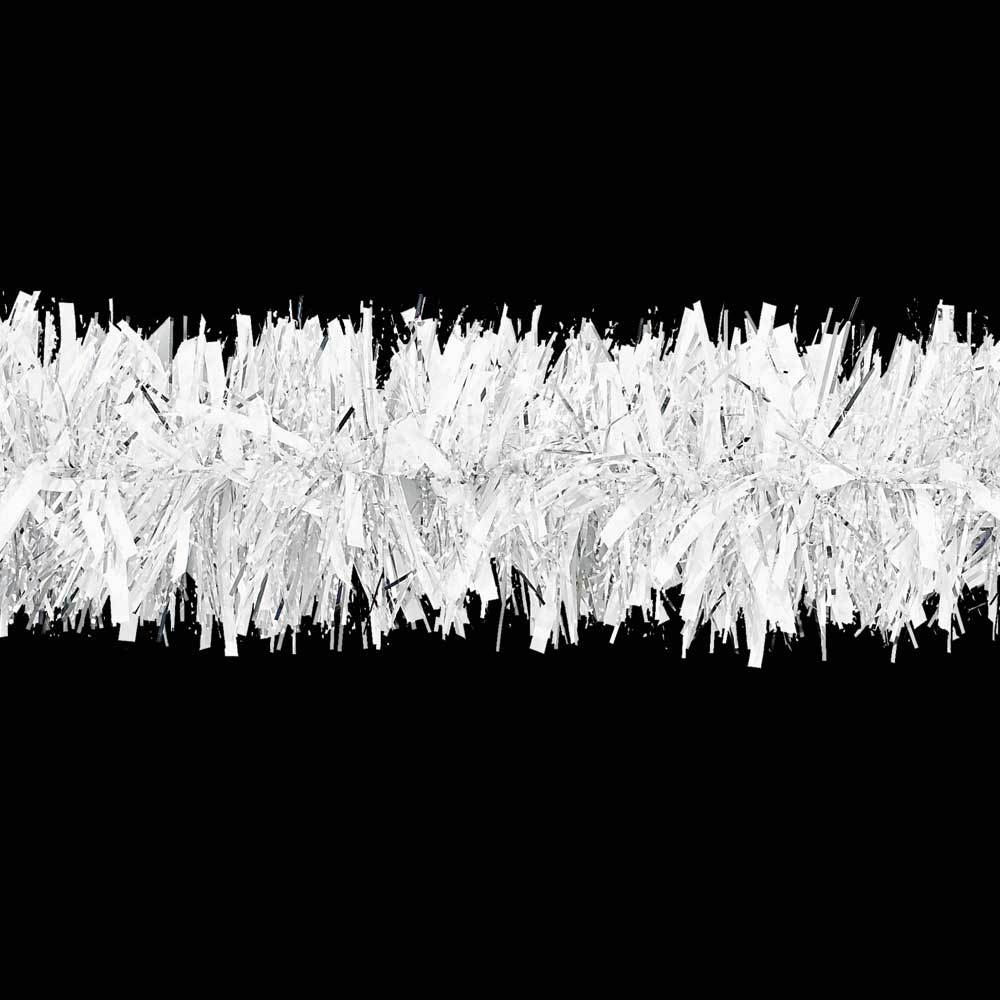 10' Silver Snowy White Tinsel Christmas Garland - Holiday Decor for Tree, Mantel, Staircase & Party Decorations
