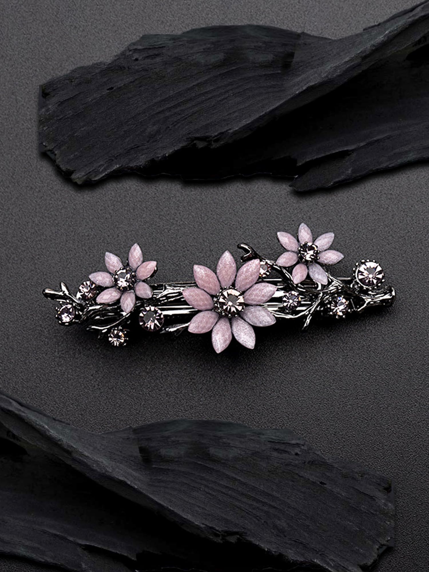 Elegant Yellow Crystal Floral Hair Clips for Women & Girls - French Barrette Hair Accessories for Parties, Weddings & Everyday Style