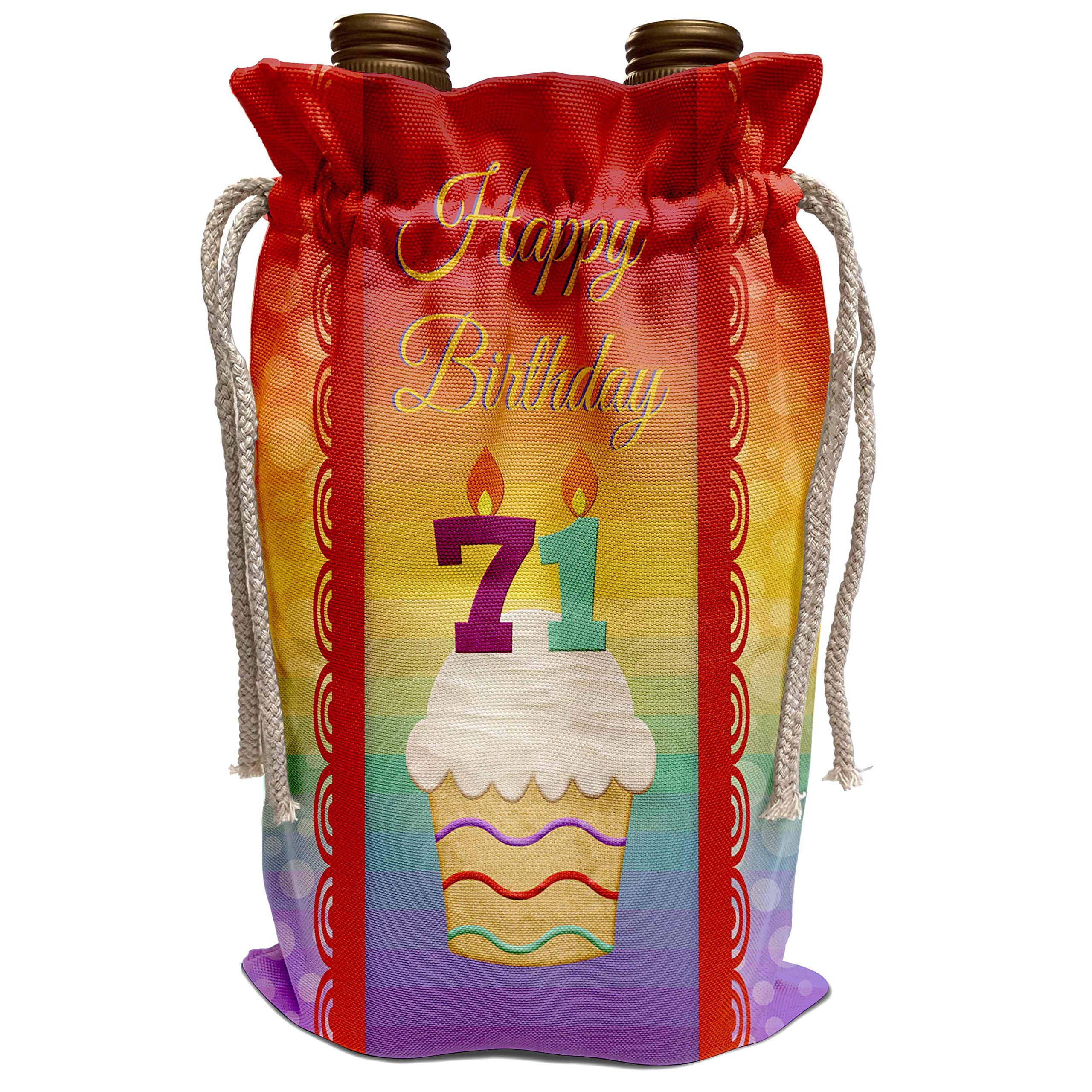 3dRose Beverly Turner 71st Birthday Wine Bag - Cupcake with Number Candles Design - Perfect for Birthday Gifts, Wine Lovers & Celebrations