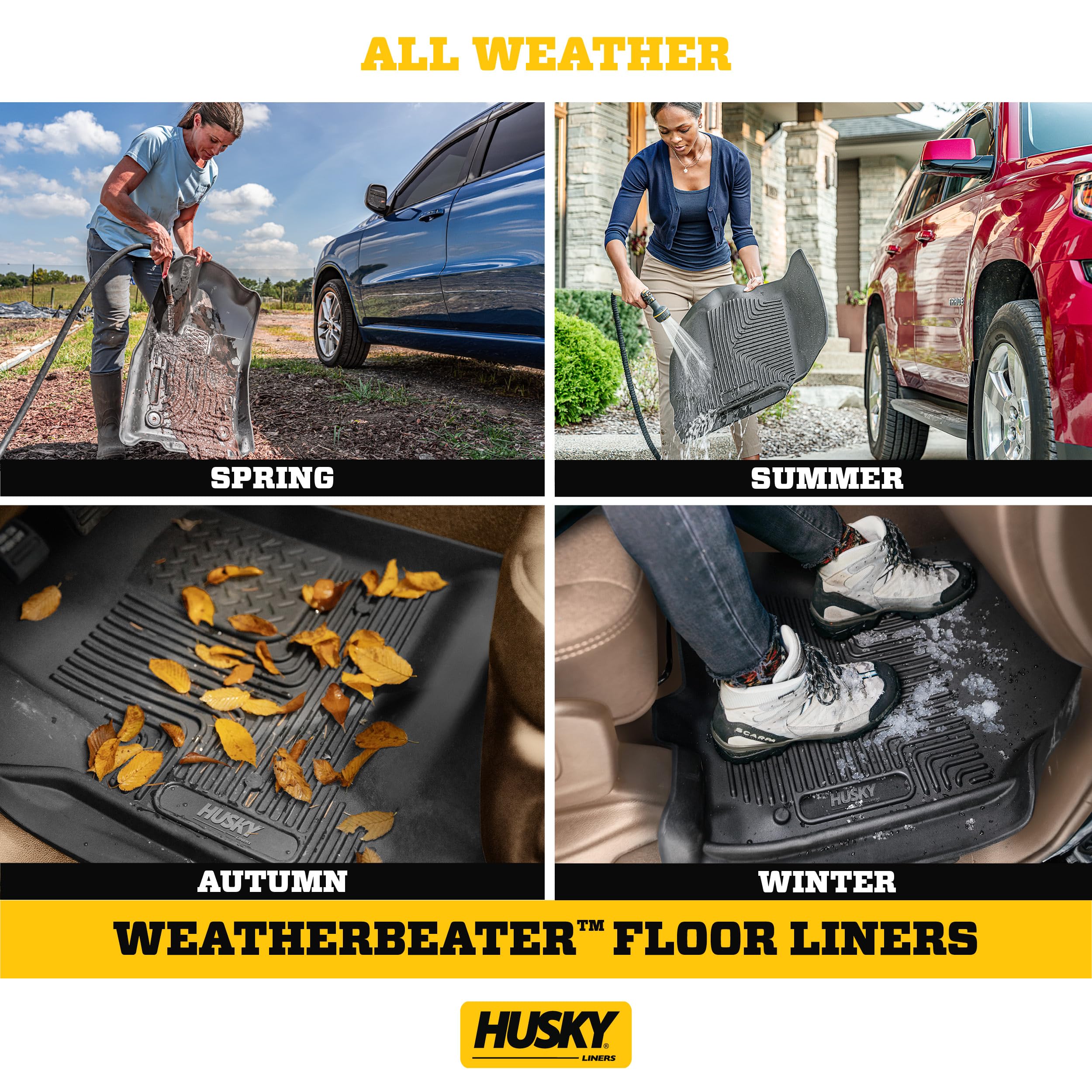 Husky Liners Weatherbeater Floor Mats for 2019-2025 Jeep Wrangler (JL) 2-Door & 4-Door Unlimited - Front Row 2-Piece Set, Black (13021) | All-Weather Protection for Off-Road Adventures & Daily Commutes