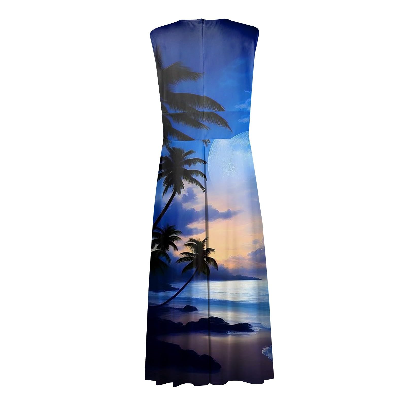 Yesunpxs Women's Summer Maxi Dress 2024 - Sleeveless Wrap V-Neck Floral Print Sundress, Elegant Flowy Beach Dress for Vacation, Party & Casual Wear