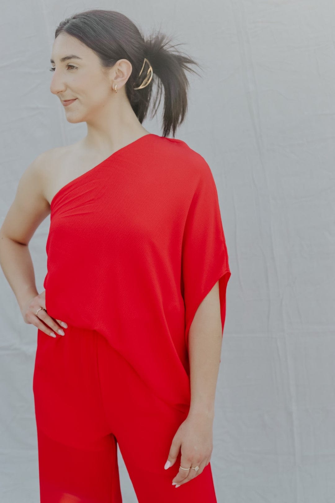 Elegant Red One Shoulder Jumpsuit for Women - Sexy Party Outfit & Evening Dress - Perfect for Cocktail Parties, Date Nights & Special Occasions