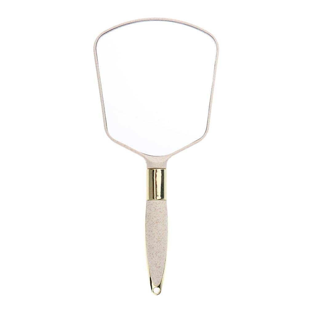 LOSA Handheld Makeup Mirror - Portable Vanity Mirror with Beige PVC Frame for Home, Travel & Salon Use | Perfect for Makeup Application, Grooming & On-the-Go Touch Ups
