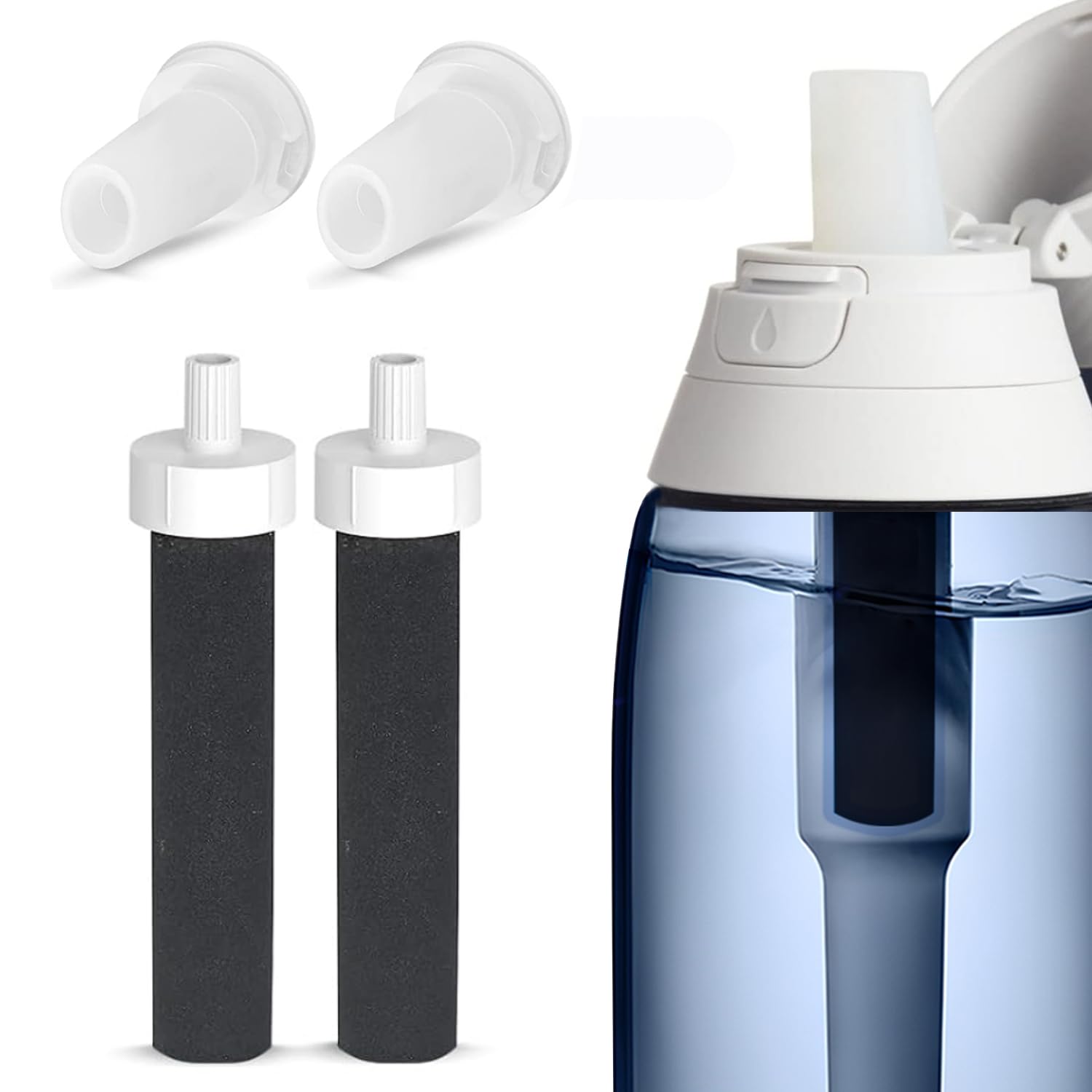 2-Pack Brita Water Filter Replacement Cartridges & Spouts - Compatible with Brita Bottles, Perfect for Hiking, Gym & Travel Hydration