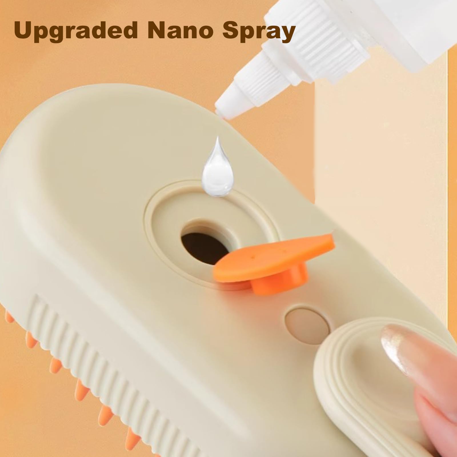 Chevaroo 3-in-1 Self-Cleaning Steam Brush for Horses & Pets - 360° Rotating Silicone Bristle Head - Gentle Grooming & Massage Tool for Horse Care, Dog & Cat Bathing - Perfect for Stable, Barn & Home Use (Brown)