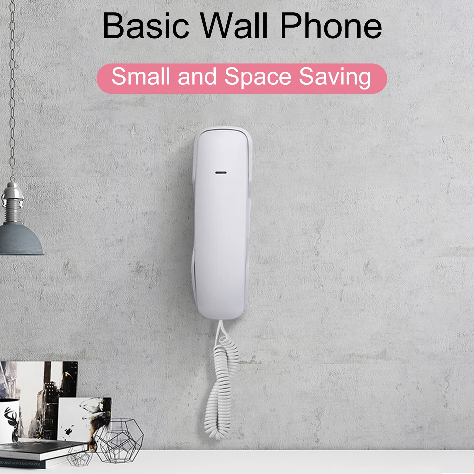 Wall Mounted Corded Telephone - Wired Landline Phone (White) for Home & Office Use