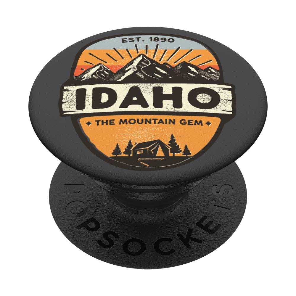 Idaho The Mountain Gem State Vintage Retro Badge Design PopSockets - Phone Grip & Stand for iPhone, Samsung, Tablets - Perfect for Hiking, Travel & Daily Use
