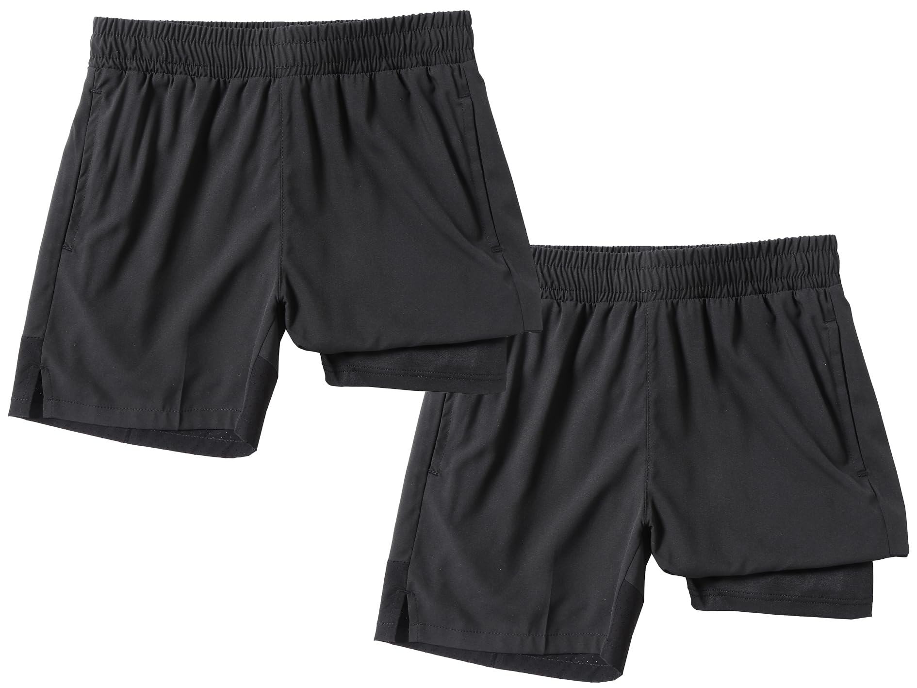 IRELIA 2 Pack Boys' Quick-Dry Athletic Shorts with Compression Liner, Zipper Pockets & Reflective Strip - Perfect for Sports, Running, Gym & Outdoor Activities
