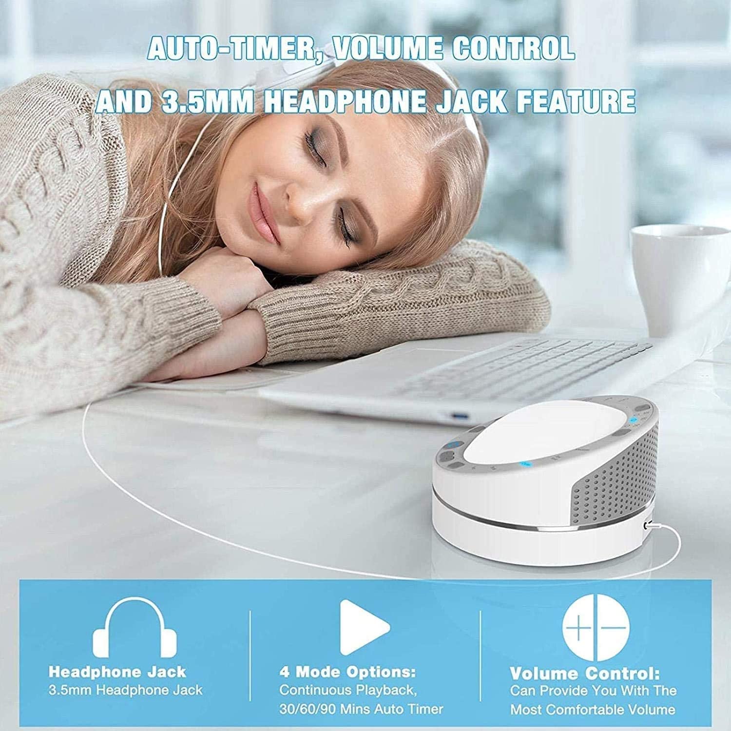 Original Portable White Noise Machine with Real Fan Sounds - Soothing Natural White Noise for Sleep, Baby, Meditation & Office Focus | Perfect for Nursery, Travel & Home Use