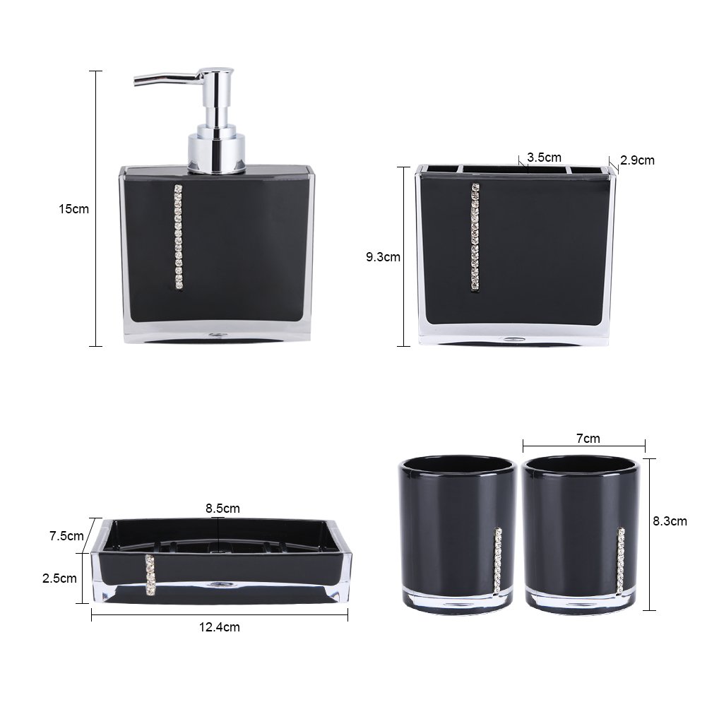 5-Piece Luxury Bathroom Accessories Set - Soap Dispenser, Toothbrush Holder, Cup, Tumbler & Lotion Bottle for Modern Vanity | Spa-Inspired Bath Decor for Home & Hotel Use