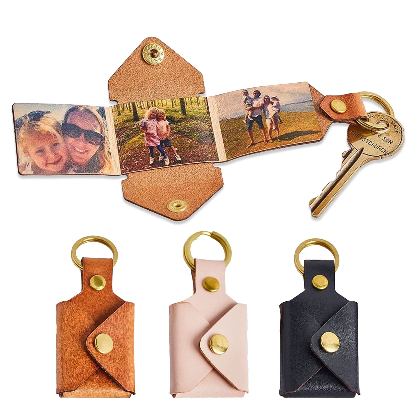 Personalized Leather Keychain with Custom Photo & Name Engraving - Handmade Gift for Women & Men - Perfect for Birthdays, Anniversaries & Special Occasions