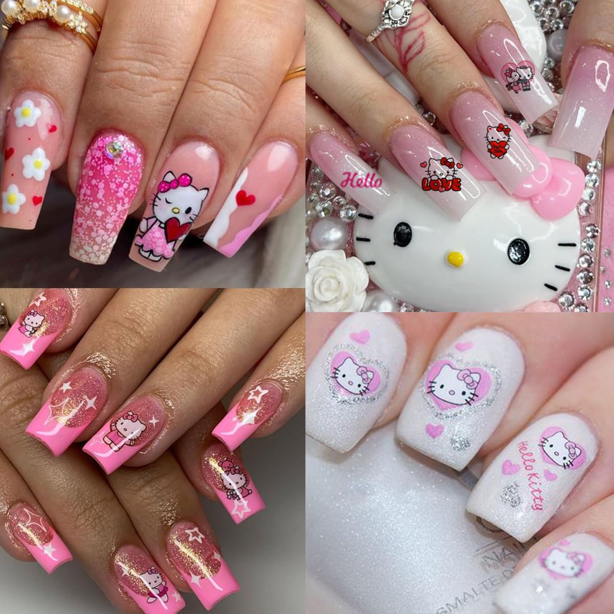 3D Nail Stickers for Valentine's Day - 8 Sheets Cute Cat & Heart Nail Art Designs for Women & Girls | DIY Manicure Decals for Parties, Date Nights & Special Occasions
