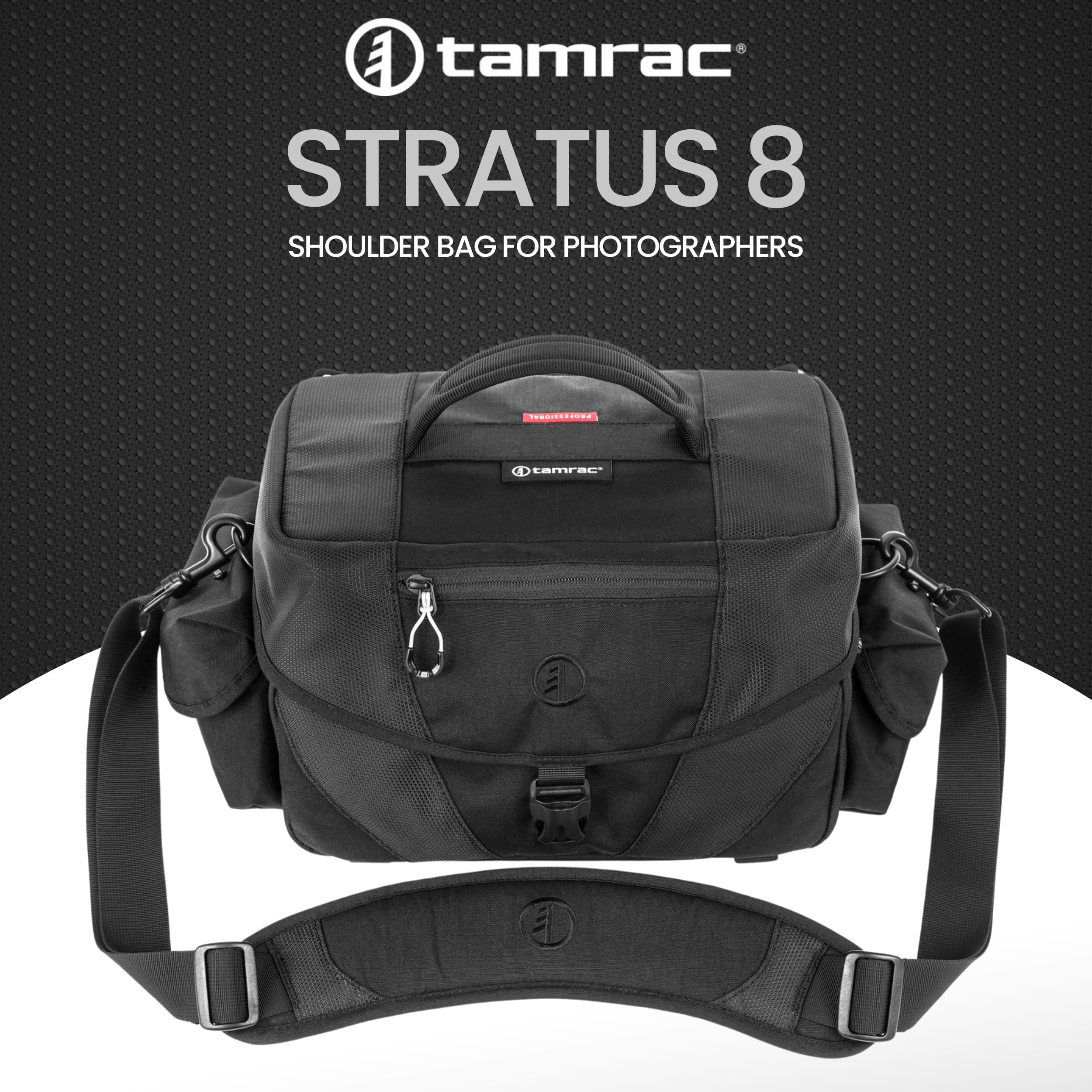 Tamrac Stratus 8 DSLR Mirrorless Camera Bag - Waterproof Shoulder Crossbody Bag with Tripod Holder & Padded Compartments for Photography Accessories (Black) | Perfect for Travel, Hiking & Outdoor Photography