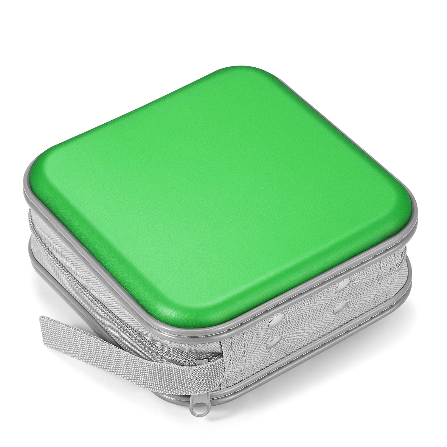 TNP 40-Capacity CD DVD Case Holder Organizer - Portable Hard Shell Disc Wallet for Car, Video Game Storage - Zippered CD Book Holder (Green) - Perfect for Travel, Home & Office Organization