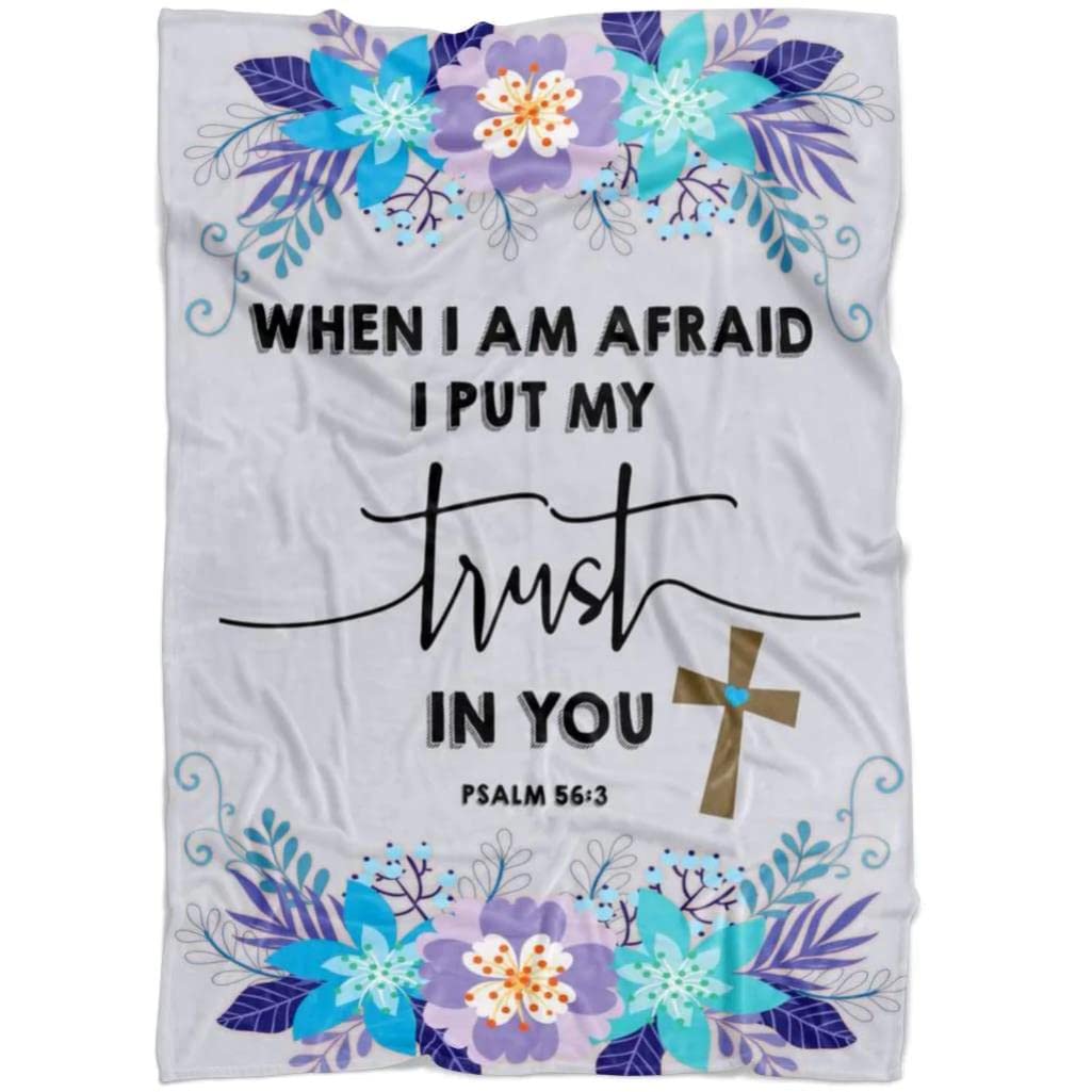Psalm 56:3 Christian Prayer Blanket - Soft Fleece Bible Verse Blanket with Lion Design for Religious Comfort, Worship & Home Decor - Perfect for Bible Study, Prayer Time & Cozy Faith-Based Gifts