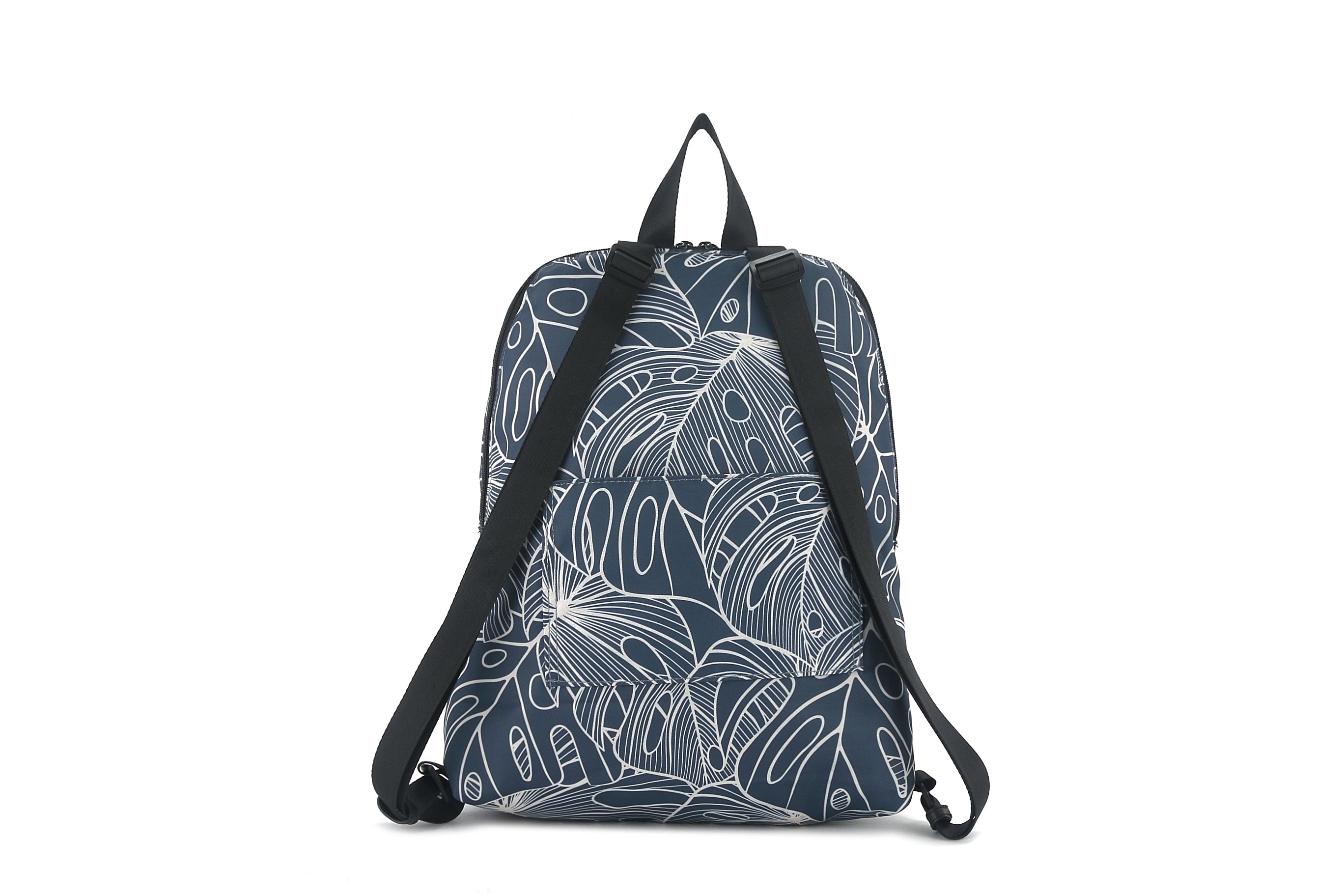 Kelly Monstera Lines Blue Backpack - Stylish & Durable School, Travel & Work Bag for Women & Men