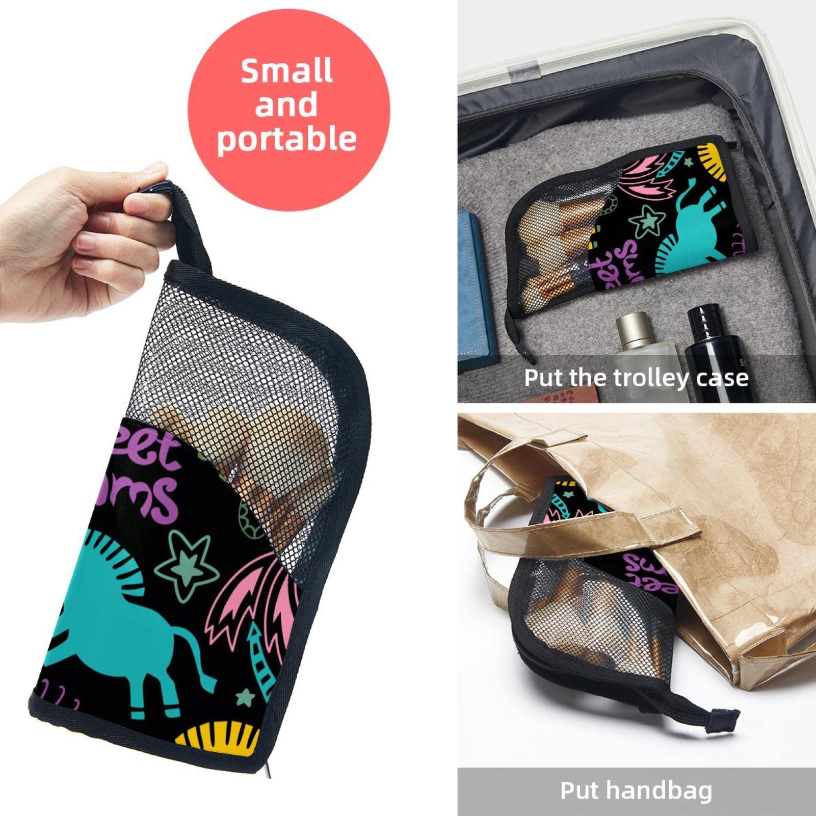 12-Piece Makeup Brush Organizer Bag with Sweet Dream & Unicorn Design - Portable Cosmetic Brush Holder Case for Travel, Home Vanity & Professional Makeup Artists
