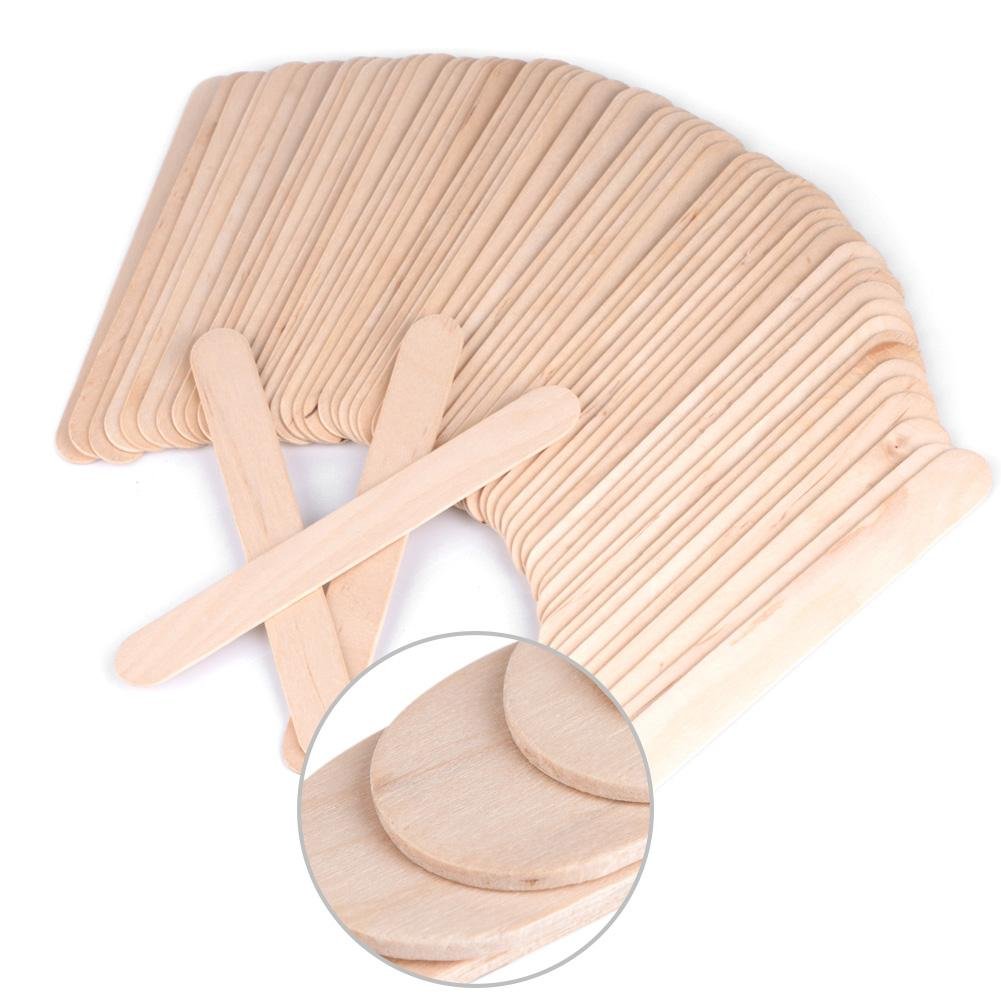 100Pcs Disposable Wooden Waxing Sticks - Wax Spatula Applicator & Tongue Depressor for Hair Removal, DIY Crafts, and Medical Use - Perfect for Salons, Spas, and Home Waxing Kits