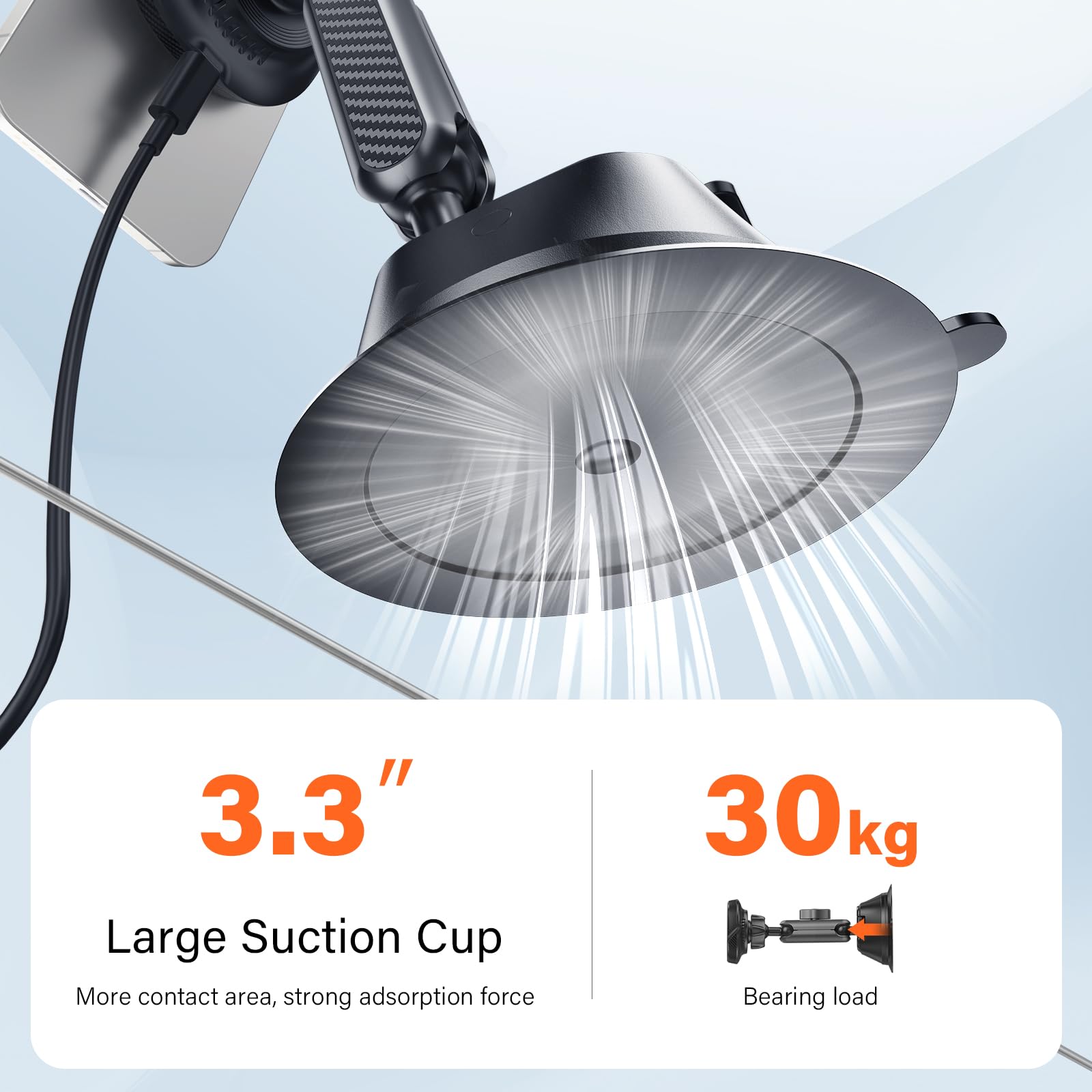 MagSafe Car Mount Charger - Magnetic Wireless Car Phone Holder with Vacuum Suction Cup for iPhone 16/15/14/13/12 Series | Fast Charging, Secure Mount for Driving & Navigation