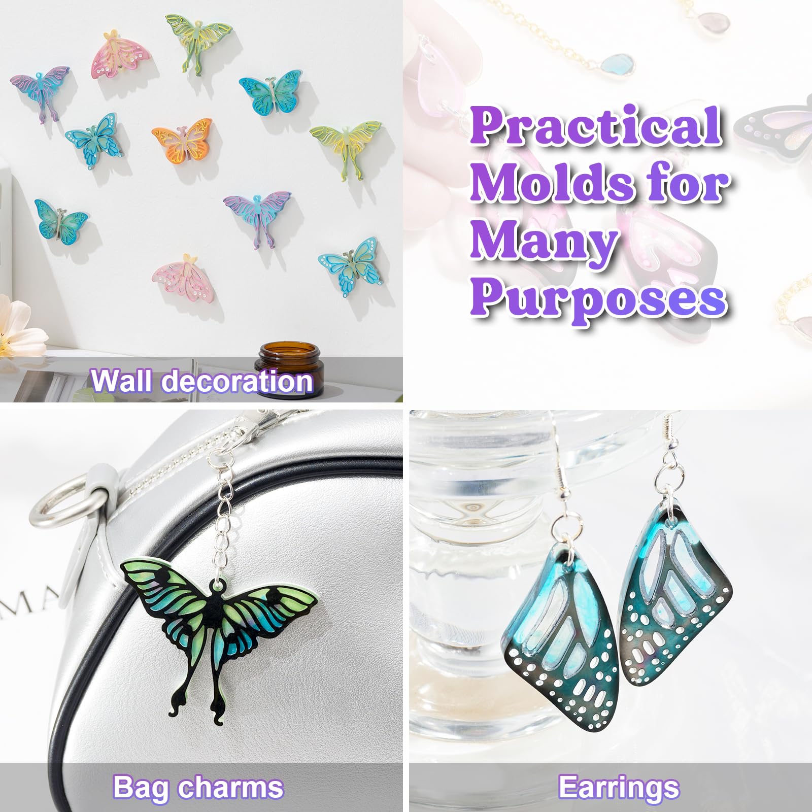 LET'S RESIN 2-Piece Silicone Earring Molds for DIY Jewelry Making - Butterfly & Moth Wing Shapes - Perfect for Resin Art, Craft Projects & Handmade Accessories (Great for Gifts, Home Decor & Fashion Jewelry)