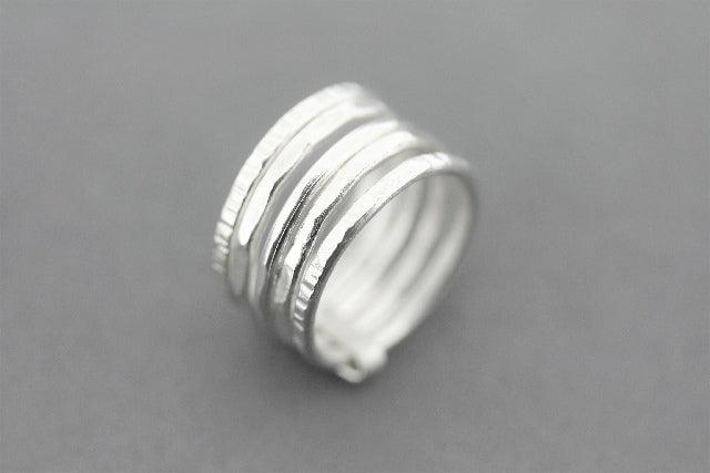 5 in 1 Silver Stacker Rings for Women - Adjustable Minimalist Stackable Rings Set - Perfect for Layering, Everyday Wear & Gift Giving